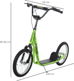 HOMCOM Gyerek Roller fékkel, állítható magasságú, könnyű acél, világoskék