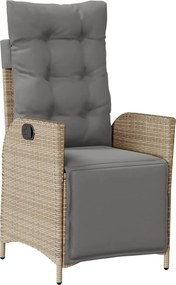 vidaXL vegyes bézs polyrattan dönthető kerti szék lábtartóval