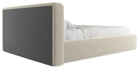 Krémszínű kárpitozott ágyneműtartós franciaágy ágyráccsal 140x200 cm Kiana – Makamii