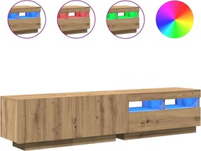 vidaXL kézműves tölgy szerelt fa TV-szekrény LED-ekkel 180x35x40 cm