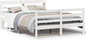 vidaXL fehér tömör fenyőfa ágykeret fejtámlával 135 x 190 cm