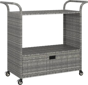 vidaXL szürke polyrattan bárkocsi fiókkal 100 x 45 x 97 cm