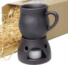 Ajándék szett kerámia bögre 0,2 l melegítővel matt fekete