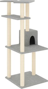 vidaXL világosszürke macskabútor szizál kaparófákkal 123 cm