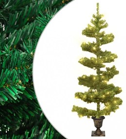 zöld PVC kivilágított kacskaringós karácsonyfa kaspóval 120 cm