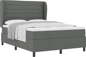 vidaXL Boxrugós ágy matracmal Sötétszürke 140 x 190 cm szövet