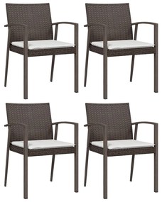 vidaXL 4 db barna polyrattan kerti szék párnával 56,5x57x83 cm