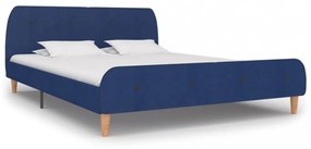 Kék szövetkárpitozású ágykeret 160 x 200 cm