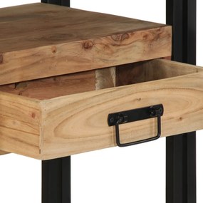 Konsole Asztal Fekete 90x33x75 cm Tömör Akácfa és Fém