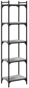5 szintes szürke sonoma szerelt fa könyvespolc 40 x 30 x 154 cm