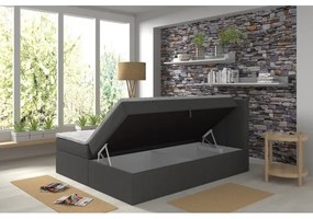 Kárpitozott ágy matracokkal és topperrel, tárolóval EMBER 160x200 cm antracit