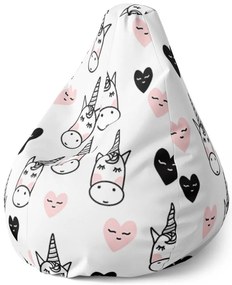 Pear babzsák egyszarvú fej - gyerek, fehér