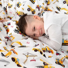Goldea gyerek pamut ágyneműhuzat - teherautók és kotrógépek 140 x 200 és 70 x 90 cm