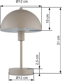 Globo 24009S Asztali lámpa, fém matt homok színű, PVC átlátszó kábel, billenőkapcsoló a kábelen, ø: 200mm, M: 310mm, kábel hossza 1500mm, 1x E14 40W 230V izzó nélkül