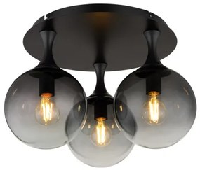 Globo 15885-3D Mennyezeti lámpa fém fekete matt, füstszínű üveggömbök, ø: 460mm, M: 327mm, 3x E27 LED 10W 230V izzók nélkül