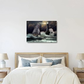Kép - Viharos hullámokon áthajózó hajó (70x50 cm)