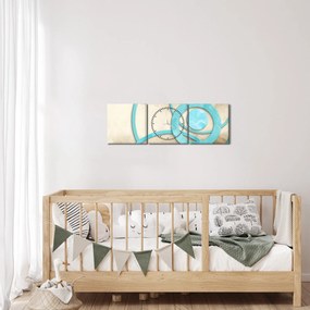 Kép - Kék körök akvarell (órával) (90x30 cm)