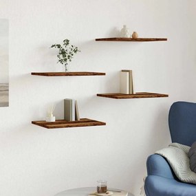 4 db antik fa színű szerelt fa könyvespolc 40 x 30 x 1,5 cm