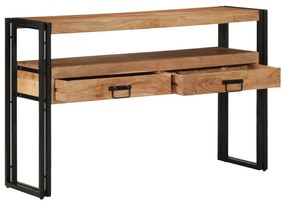 Végasztalok Fekete 120x33x75 cm Tömör akácfa és fém