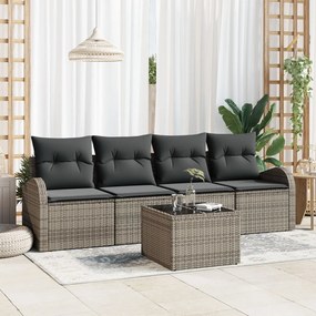 5 darabos kerti kanapészett párnákkal Szürke poli rattan