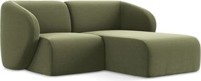 Zöld bársony sarokkanapé (jobb oldali-heverő résszel) Lani – Makamii