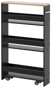4 szintes tároló nyitott polcokkal, fekete