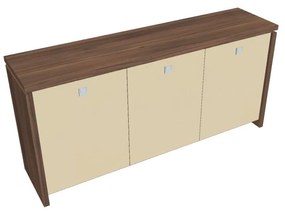 Verno alacsony szekrény 188 x 46 x 90 cm, üvegajtó, dió / vanília