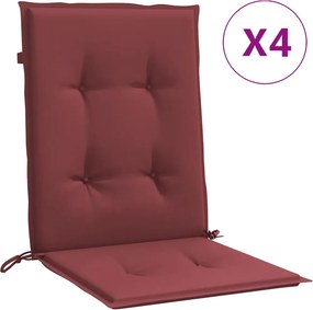 vidaXL 4 db melange bordó szövet háttámlás székpárna 100x50x4 cm