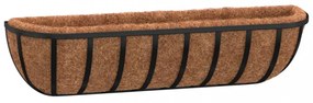 2 db fekete acél fali növénytartó kókusz béléssel 61x19x16 cm