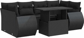 vidaXL 7 részes fekete polyrattan kerti ülőgarnitúra párnával
