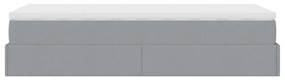 Ottomán ágykeret matraccal világosszürke 80x200cm szövet