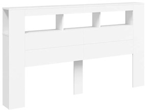 fehér szerelt fa LED-es fejtámla 180x18,5x103,5 cm