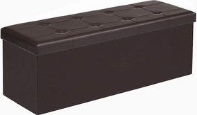 Puff, összecsukható tároló ottomán pad 120l, 110 x 38 x 38 cm, barna