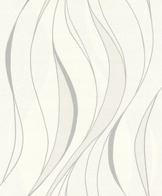 Vinyl tapéta flizelin hullámok ezüst fehér Divatos strapabíró