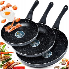 3x Gránit serpenyő párolási sütéshez Vilde serpenyő szett 20 24 28 cm