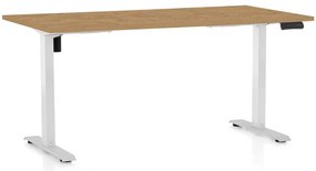 OfficeTech B állítható magasságú asztal, 160 x 80 cm, fehér alap, köves tölgy