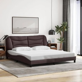 sötétbarna szövet ágykeret LED-es matrac nélkül 180 x 200 cm