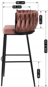 Elegáns Bárszék Rózsaszín Bársony Kárpittal. FLORES