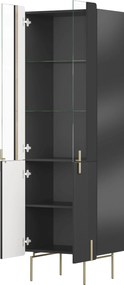 Malmi vitrines szekrény 60 cm - fekete matt / arany lábak