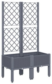 szürke PP rácsos kerti ültetőláda 80 x 40 x 142 cm