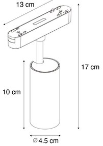 Modern fekete spotlámpa 1 fázisú sínrendszerhez 9W 3000K - Magnetic Gert