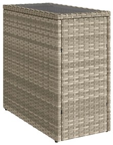 vidaXL világosszürke polyrattan kerti kisasztal üveg lappal58x27,5x55cm