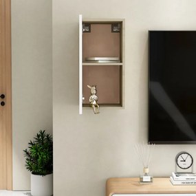 fehér és sonoma tölgy szerelt fa TV-szekrény 30,5 x 30 x 60 cm