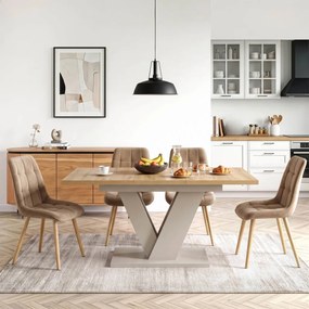 Modern bővíthető étkezőasztal CLARK 120–160 cm artisan tölgy kasmír