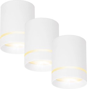 3X Falra szerelhető Led halogén spot lámpatest Tuba GU10 80x100 mm Fehér kerek