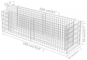 horganyzott acél gabion magaságyás 180 x 50 x 50 cm