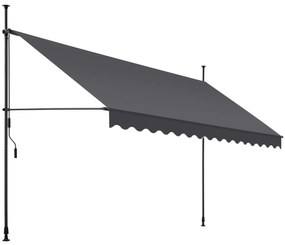 tectake 404971 napellenző kézi kurblival, állítható magasságú, bilincses napellenző - 400 x 180 cm, fekete/szürke
