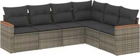 vidaXL 6 részes szürke polyrattan kerti ülőgarnitúra párnákkal