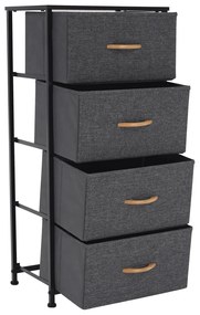 PALMERA szekrény szövet fiókokkal, fekete