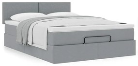 Ottomán ágy matraccal világosszürke 140x190 cm szövet